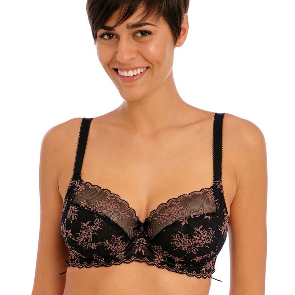 Freya Offbeat Decadence 36K Black Lace Underwire Side Support Bra NWT